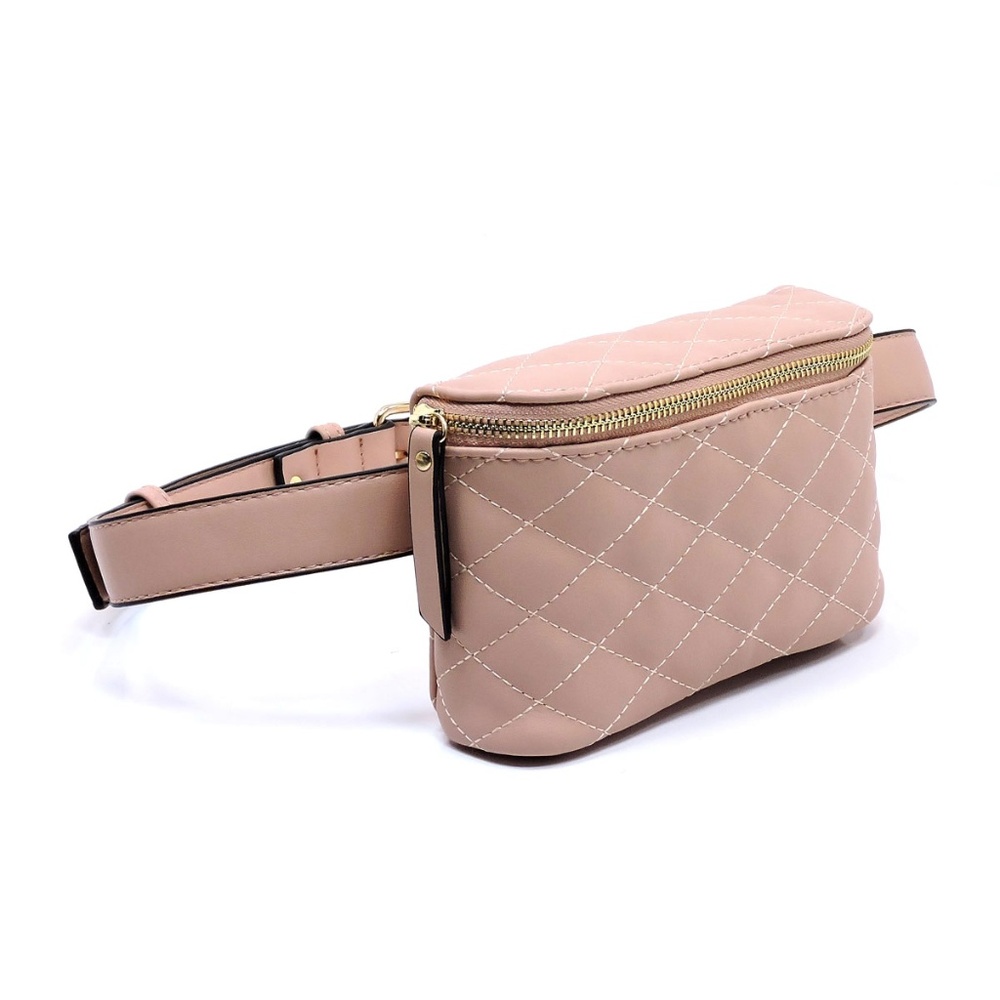 PINK BOX SHAPED QUILTED BELT BAG